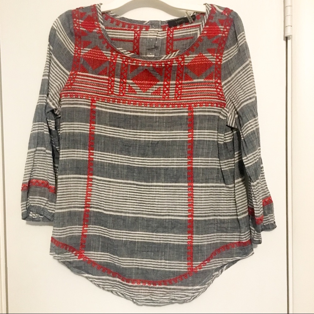 THML Striped Top with Embroidering